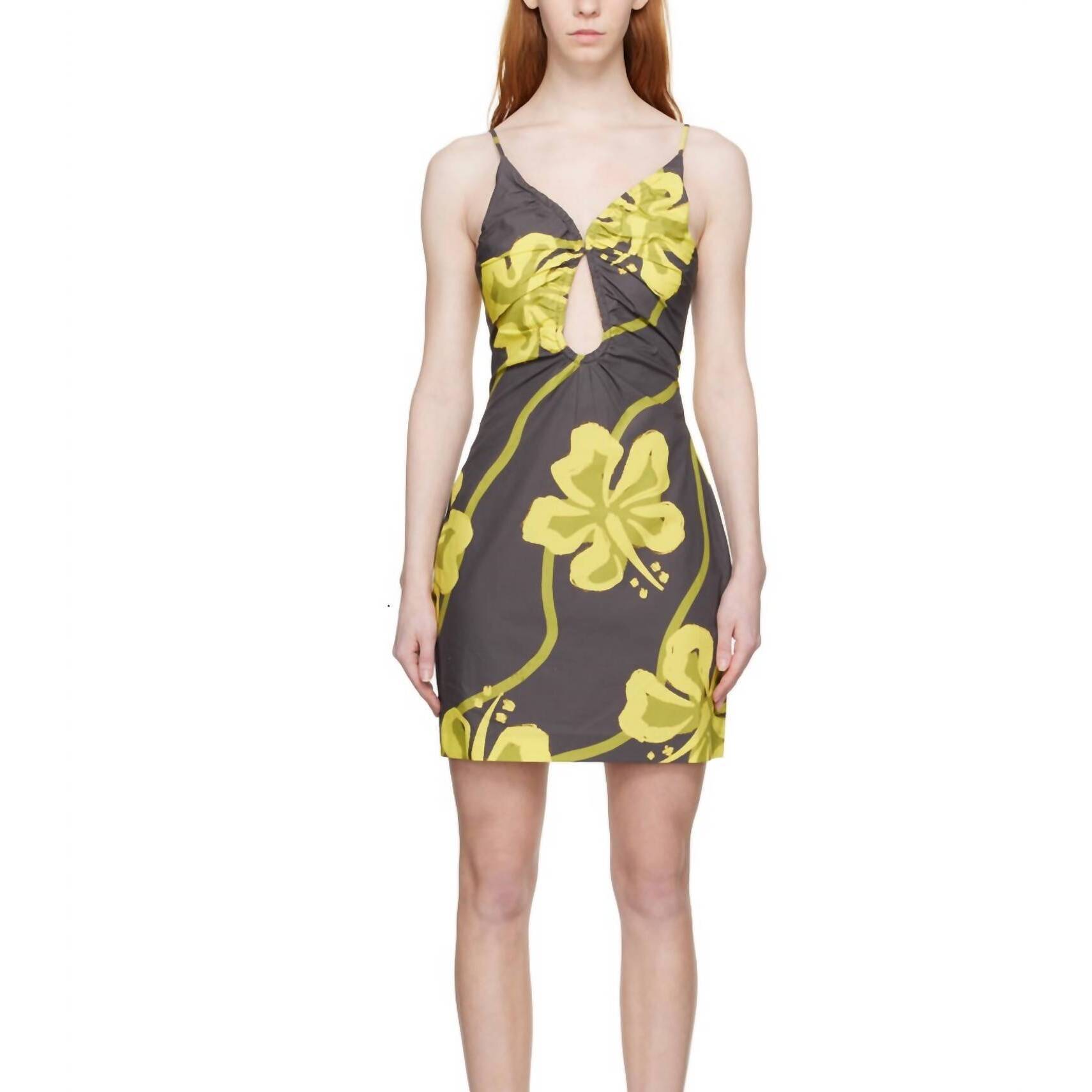 New Wynn Hamlyn Zoe Seersucker Mini Dress In Yellow-Brown